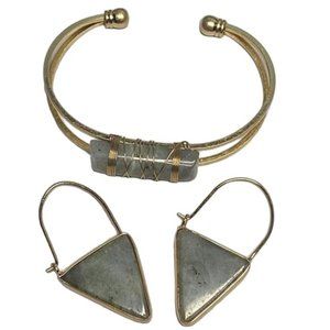 Slate Grey Stone Drop Earrings and Bracelet - NWT